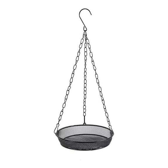 OutmaxHome Metal Hanging Bird Feeder Tray,Mesh Bird Feeding Seed Tray Platform with Chains Outdoor Garden Decoration for Hanging Wild Backyard