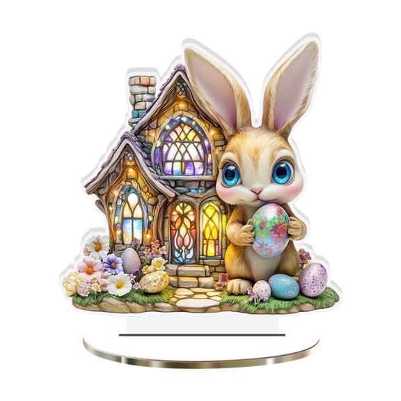 OutmaxHome Easter 2D Bunny Plastic Tabletop Decoration Spring Easter Decor Party Supplies