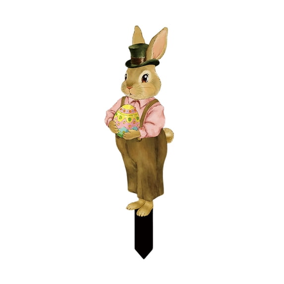 OutmaxHome Easter Bunny Garden Stakes Outdoor Garden Decorations Spring Easter Decor