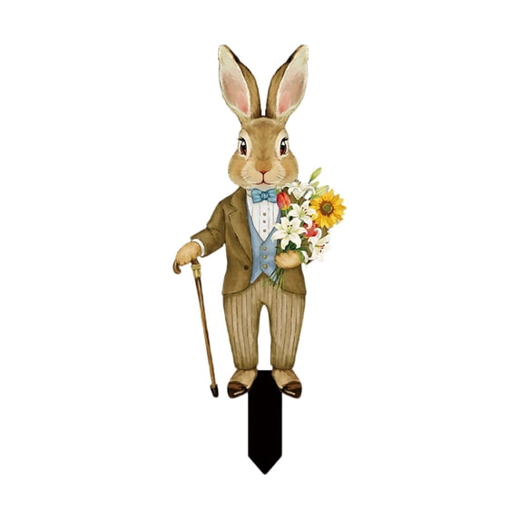 OutmaxHome Easter Bunny Garden Stakes Outdoor Garden Decorations Spring Easter Decor