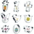 thumbnail image 1 of OutmaxHome Easter Cookie Cutters Large Set of 9 - Egg, Chick, Carrot, Rabbit, Bunny Face, Butterfly Bow Flower Shapes - Stainless Steel Biscuit Molds for Spring Holiday Baking, 1 of 3