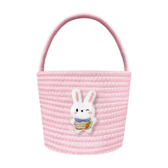 OutmaxHome Easter Cotton Tote Bag Storage Basket with Handle Easter Egg Storage Basket for K*ids,Easter Gift Basket
