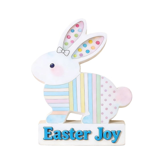 OutmaxHome Easter Cute Bunny Egg Wooden Tabletop Decoration