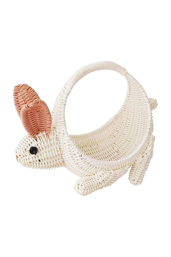 Easter Cute Bunny Shaped Basket Woven Plastic Storage Basket with Handle Easter Egg Storage Basket for K*ids,Mini Easter Gift Basket