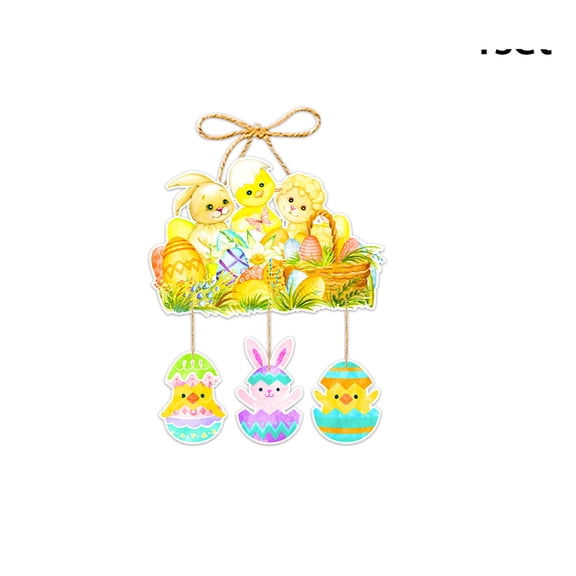 OutmaxHome Easter Egg Bunny Hanging Ornament, Cute Paper Holiday Theme Decoration, Happy Easter Decor for Easter Party, Door, Wall, Window