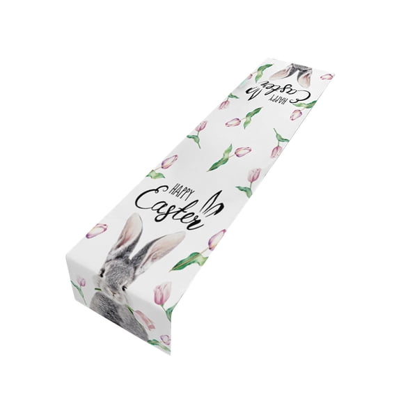 OutmaxHome Easter Linen Double-sided Tablecloth Spring Easter Decor