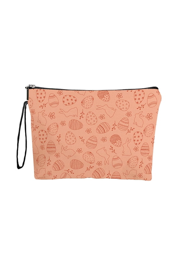 Easter Makeup Bag,Easter Toiletry Bag with Bunny Egg Pattern,Portable Foldable Travel Cosmetic Bag for Women,Small Storage Pouch Easter Gift