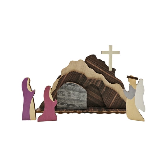 OutmaxHome Easter Nativity Scene Wooden Tabletop Decorations Spring Easter Decor Party Favors