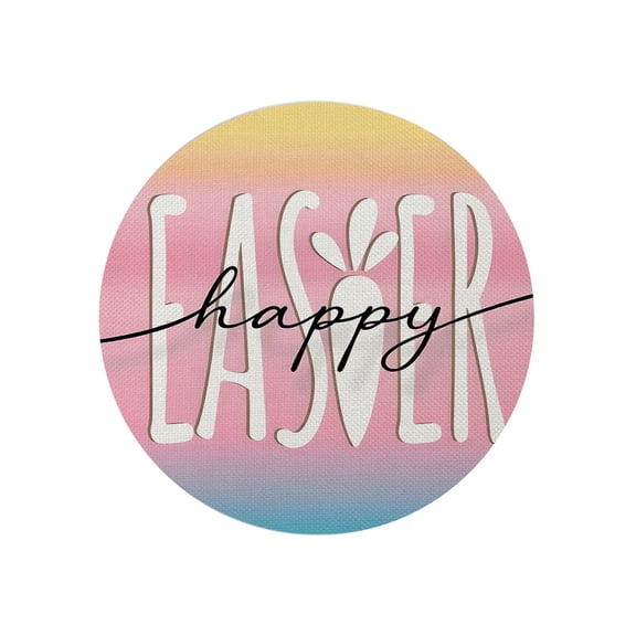 OutmaxHome Easter Round Linen Placemats Easter Table Decoration