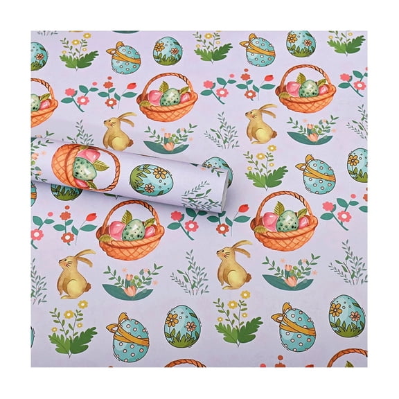 OutmaxHome Easter Theme Pattern Gift Wrapping Paper, 19.7x25.6 Inch Cartoon Pattern Wrapping Paper Roll, for Easter Party Gift Wrapping