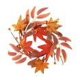 thumbnail image 1 of OutmaxHome Fall Artificial Candle Ring Wreath, Small Fake Autumn Leaves Berry Wreath, Thanksgiving Halloween Home Table Decor Candle Ring, 1 of 9
