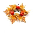 thumbnail image 1 of OutmaxHome Fall Artificial Candle Ring Wreath, Small Fake Autumn Leaves Berry Wreath, Thanksgiving Halloween Home Table Decor Candle Ring, 1 of 7