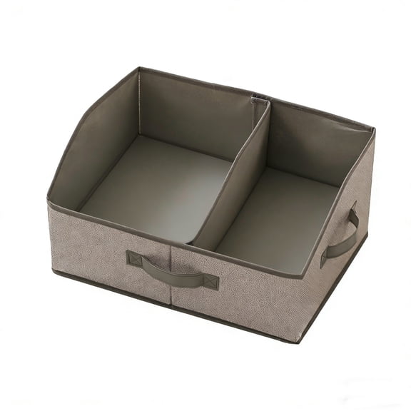 OutmaxHome Foldable 2 Compartment Trapezoidal Storage Box with Handle, Large Capacity Open Organizer for Towel, Clothes, Hat, Toiletry