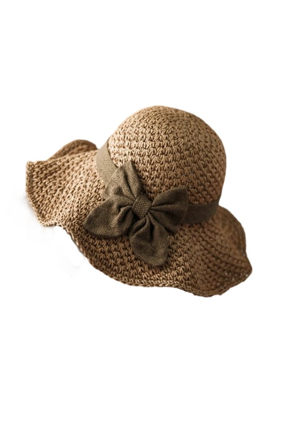 Foldable Wide Brim Straw Hat, Soft Lightweight Sun Visor Hat with Bow Decor, Gift for Women