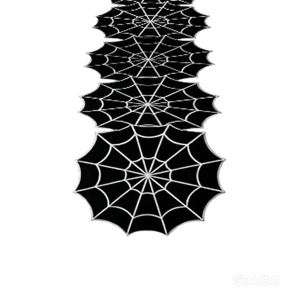 OutmaxHome Halloween Black Base White Line Spider Web Table Runner, 13x72 Inch Irregular Edge Table Runner, for Holiday Party, Dining Table, Home Gathering, Farmhouse
