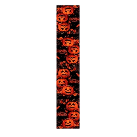 OutmaxHome Halloween Pumpkin Pattern Table Runner, 13.8x72.8 Inch Holiday Theme Decorative Table Runner, for Holiday Party, Dining Table, Kitchen, Farmhouse