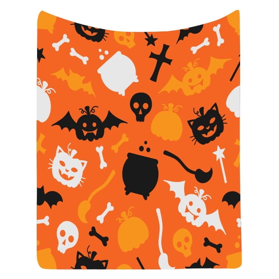OutmaxHome Halloween Theme Print Throw Blanket, 39.4x59.1 Inch Soft Lightweight Comfortable Blanket, for Bedroom Livingroom Sofa Holiday Party