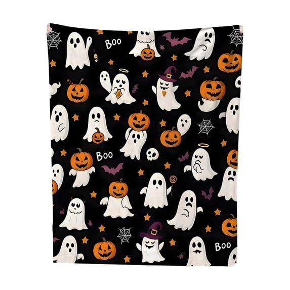 OutmaxHome Halloween Theme Print Throw Blanket, 39.4x59.1 Inch Soft Lightweight Comfortable Blanket, for Bedroom Livingroom Sofa Holiday Party