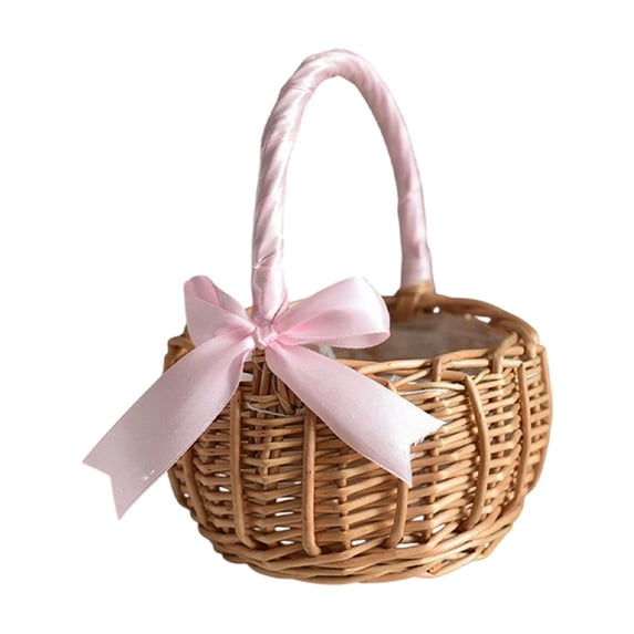 OutmaxHome Hand Woven Easter Baskets with Handheld for Personalized Storage,Easter Egg Basket Home Spring Easter Decor