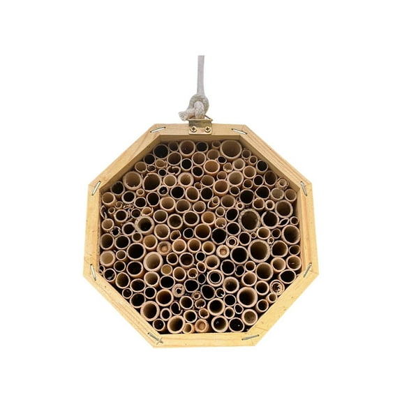 OutmaxHome Handmade Bee Hive Hexagon Bee Hives Boxes Natural Handmade Wooden Bee Box -Attracts Peaceful Bee Pollinators to Enhance Your Garden's Productivity