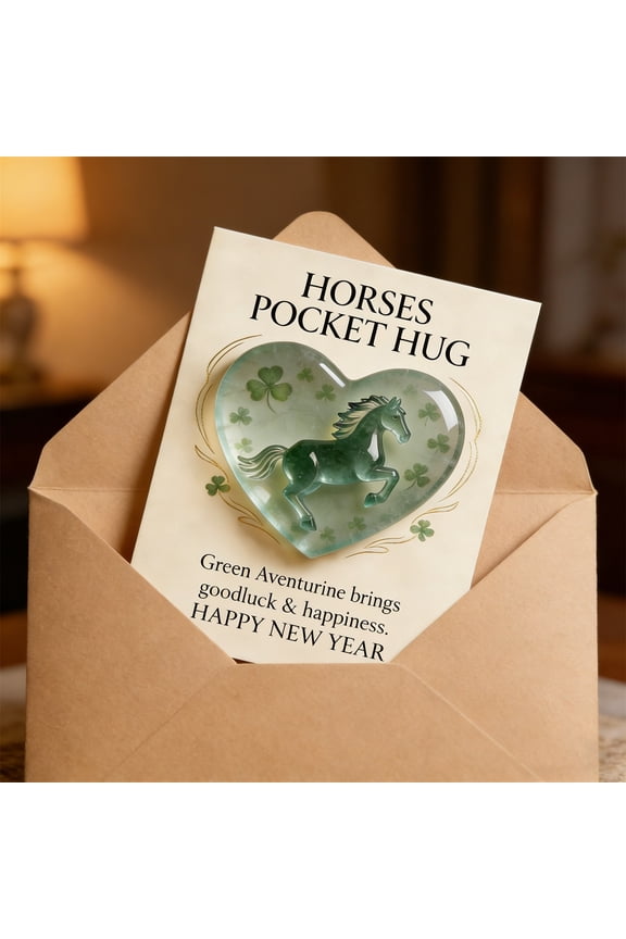 Horse Pocket Hug,Lucky Amethyst Crystal Horse Keychain with Gift Card,2026 Year of the Horse Spiritual Gift,New Year Ornament for Confidence & Good Fortune