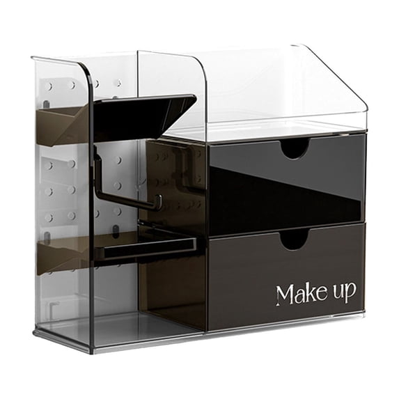 OutmaxHome Makeup Organizer with 2 Drawers, Multifunctional Desktop Storage Holder, Durable Multifunctional Storage Box for Stationery, Cosmetic