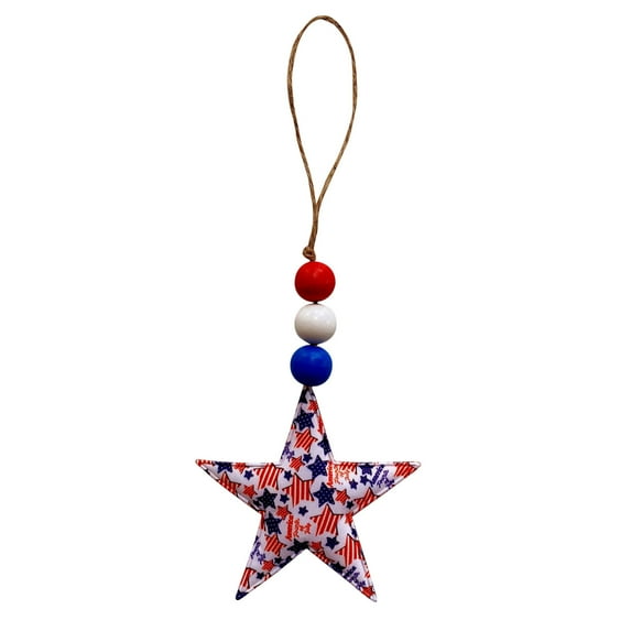 OutmaxHome Memorial Day Star Hanging Ornaments Patriotic White Red Blue Star Shaped Ornament for 4th of July Home Indoor Outdoor Party Decor Independence Day Party Favors