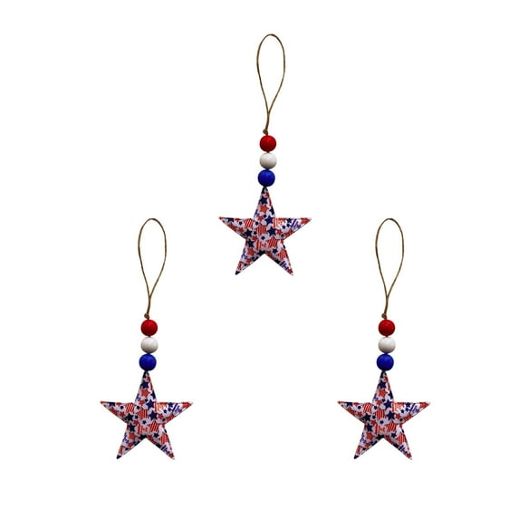 OutmaxHome Memorial Day Star Hanging Ornaments Patriotic White Red Blue Star Shaped Ornament for 4th of July Home Indoor Outdoor Party Decor Independence Day Party Favors