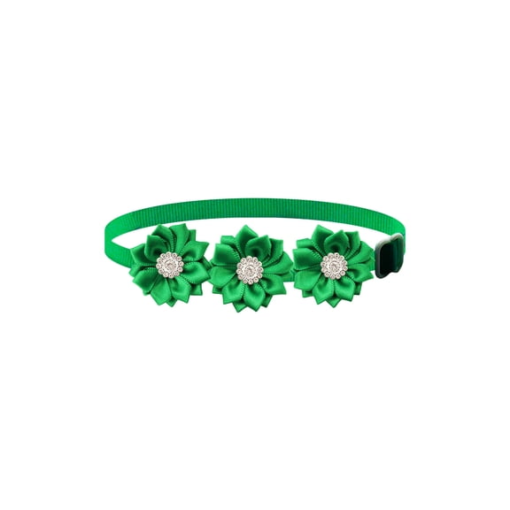 OutmaxHome Pet Flower Collar, Adjustable Pet Collar with Flower and Diamond, for Kitten Puppy Daily Use