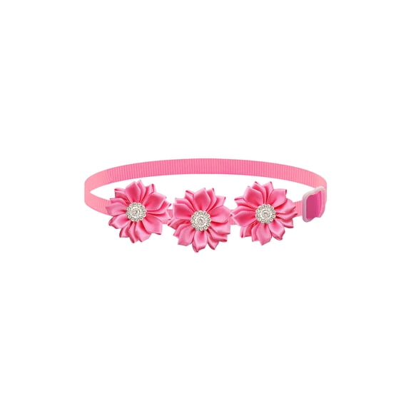 OutmaxHome Pet Flower Collar, Adjustable Pet Collar with Flower and Diamond, for Kitten Puppy Daily Use