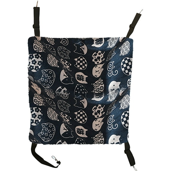 OutmaxHome Reversible Cat Hanging Hammock Soft Breathable Pet Cage Hammock with Adjustable Straps Double Sided Hanging Bed for Cats,Ferret,Puppy,Rabbits,Small Animals