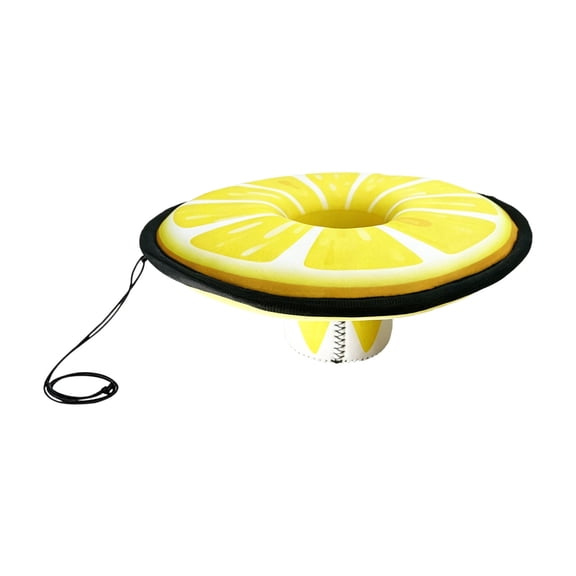 OutmaxHome Summer Tropical Donut Floating Cup Holder, Pineapple Printed Inflatable Float with Tether Rope, for Indoor Outdoor Pool Beach Ornament