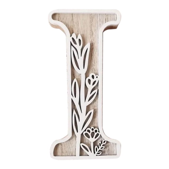 OutmaxHome Wooden Letters for Wall Decor, Flowered Paintable Wooden Nursery Letters for Crafts Wood Alphabet for Birthday Nursery Name Sign Wedding Home Decoration