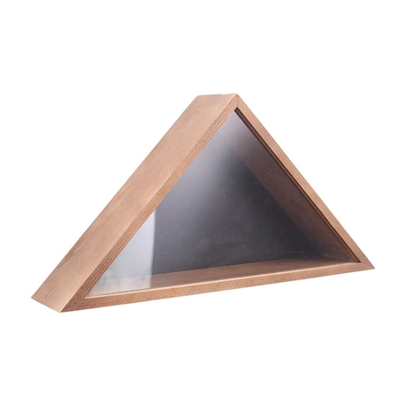 OutmaxHome Wooden Triangle Flag Display Case with Clear Window, Small Wall Mounted Flag Case