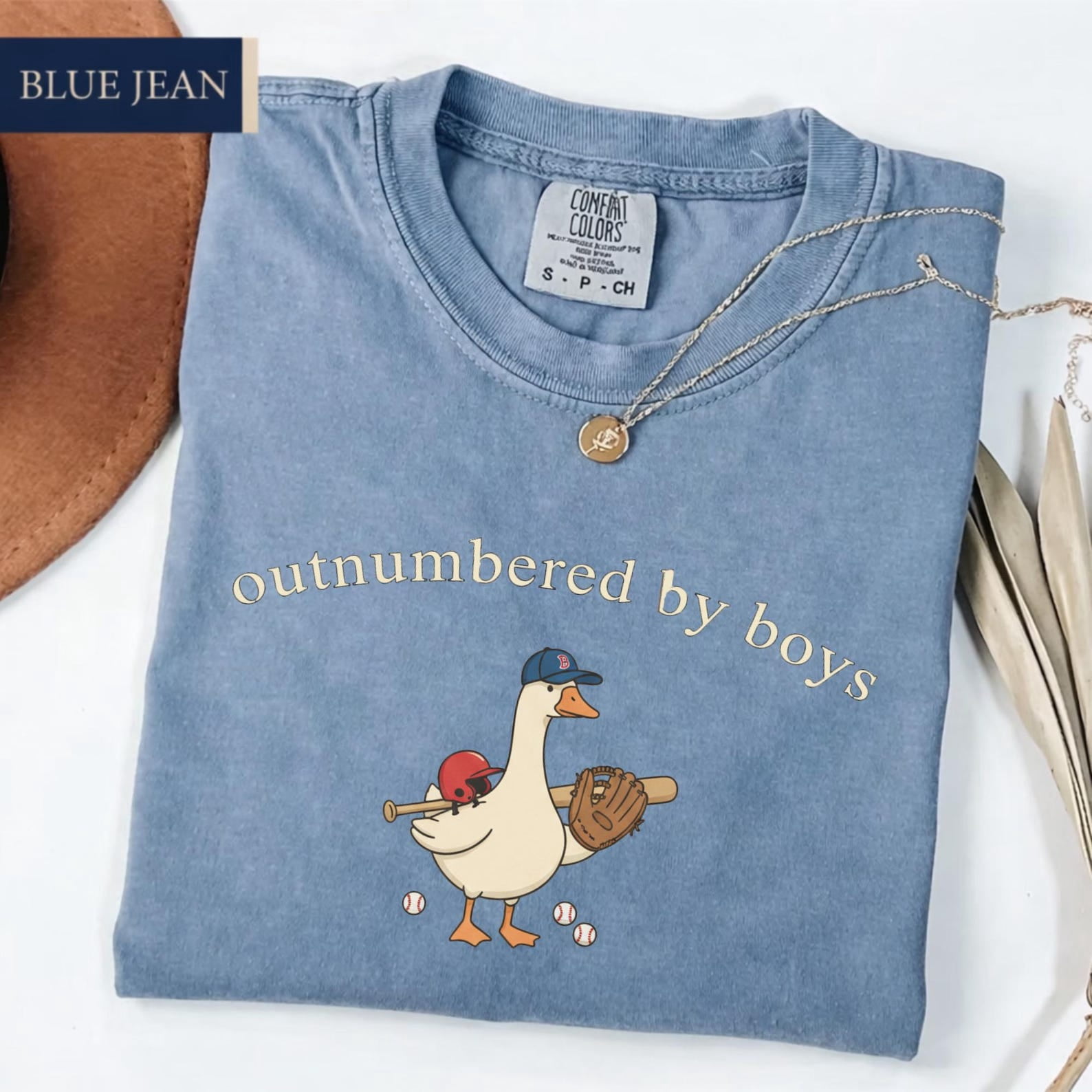 Outnumbered By Boys Shirt Goose Mom Tee, Baseball Mom Shirt, Sports Mom Gift, Game Day Outfit, Unisex Cotton T-Shirt, Size S-3XL