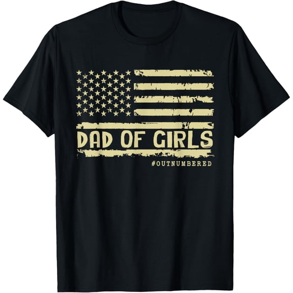 Outnumbered US Flag Father's Day Daughter Dad Mens T-Shirt