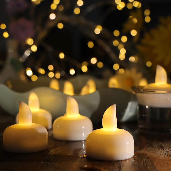 Outoloxit 12-Pack Water Activated LED Floating Candles Battery Powered for Wedding Party Pool Decor Safe Flameless Romantic Light