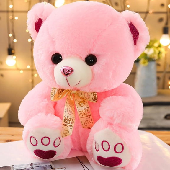 Outoloxit 13.8 Inch Sitting Bear Plush Toy - Children's Soothing Sleep Pillow Doll for Boys and Girls Holiday Birthday Gift