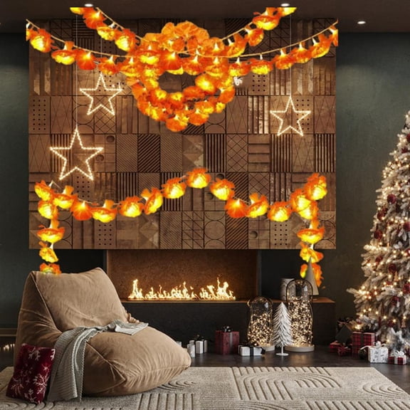 Outoloxit 20 LED Halloween String Lights Battery Powered Orange 118.11in for Indoor Outdoor Fall Thanksgiving Party Decor