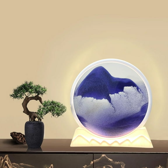 Outoloxit 3D Moving Sand Art, 7.87in 360° Rotating Hourglass Decoration, Creative Art Sand Art Liquid Motion Living Room Bedroom Table Lamp Decoration(3ML)