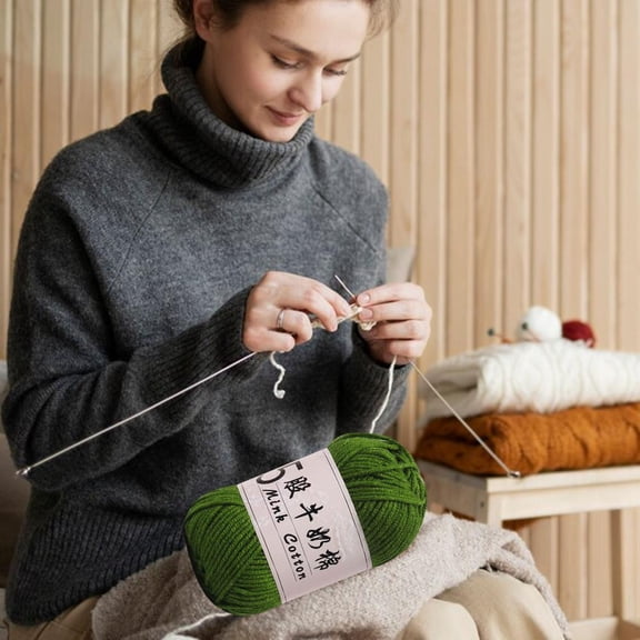 Outoloxit 5-Ply Milk Cotton Crochet Yarn for DIY Knitting, Baby Sweaters & Amigurumi Dolls - Soft & Strong, 355 Yards, 1.76 oz Ball