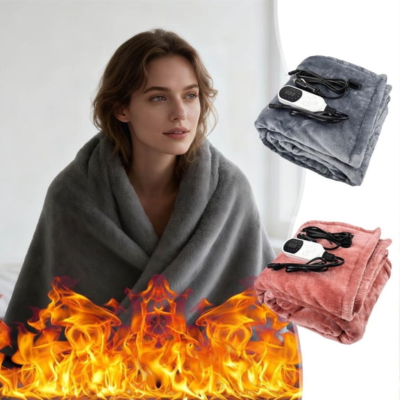 Outoloxit 59x39 Inch Car Heated Blanket with 9 Fast Heating Modes, 8H Auto Off, Overheat Protection & Washable ETL Certified Flannel Throw for Car and Home Use