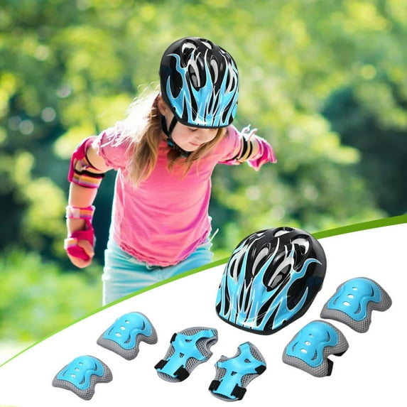 Outoloxit 7-Piece Kids Protective Gear Set with Helmet, Knee Pads, Elbow & Wrist Guards for Biking Skateboarding Roller Skating