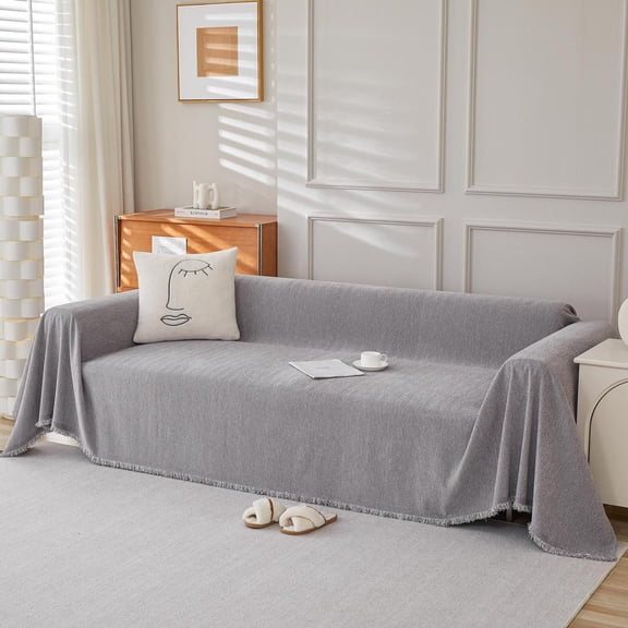 Outoloxit 70x118 Inch Herringbone Sofa Cover, Universal Chenille Sofa Protector for 4-Season Use, Machine Washable and Skin-Friendly