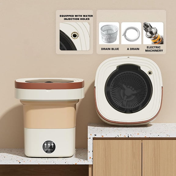 Outoloxit 8.5L Foldable Portable Washing Machine with Dehydration 3 Modes for Underwear Socks Travel Dormitory Home Use