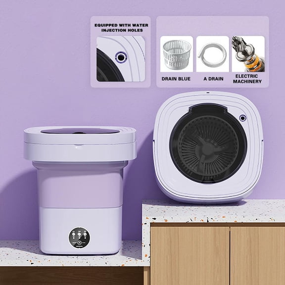 Outoloxit 8.5L Foldable Portable Washing Machine with Dehydration 3 Modes for Underwear Socks Travel Dormitory Home Use