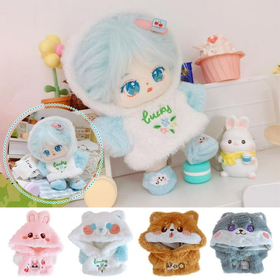 Outoloxit 8 Inch Doll Hoodie and Glasses Set, Warm Cotton Sweatshirt for Doll Dress Up, Fits 20cm Dolls and Collectibles