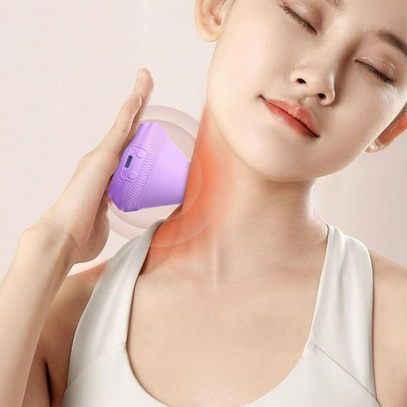 Outoloxit Adsorption Hand-Free Massager with Heat and Vibration for Neck Shoulder Back Foot Pain Relief, Portable Electric Fascia Ball Acupoint Therapy for Muscle Relaxation Hot Compress Gifts