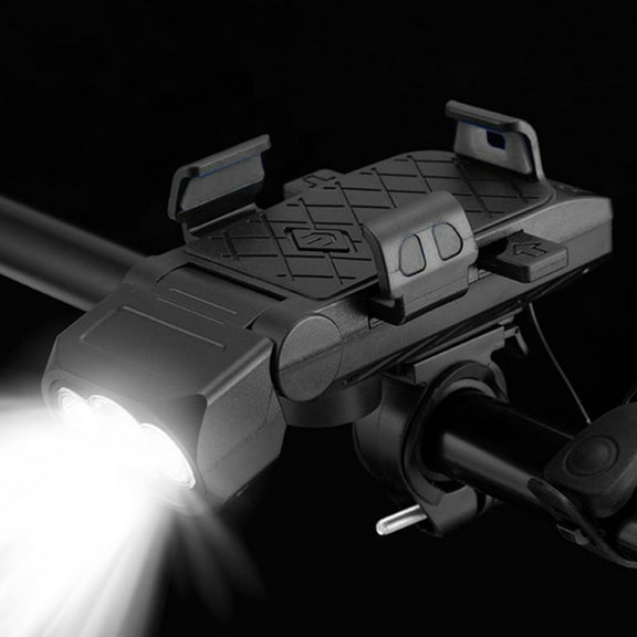 Outoloxit Bike Light with Phone Mount, USB Power Bank, Horn and Warning Light, 400 Lumens Headlight, 3000mAh Rechargeable, Waterproof Handlebar Light for Cycling Safety