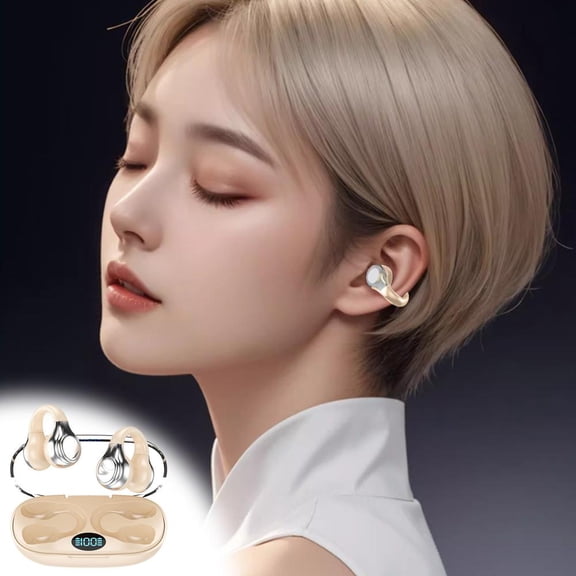 Outoloxit Bone Conduction Bluetooth Earphones with Digital Display, Non-In-Ear Clip-On for Sports, Long Battery Life & Hi-Fi Sound